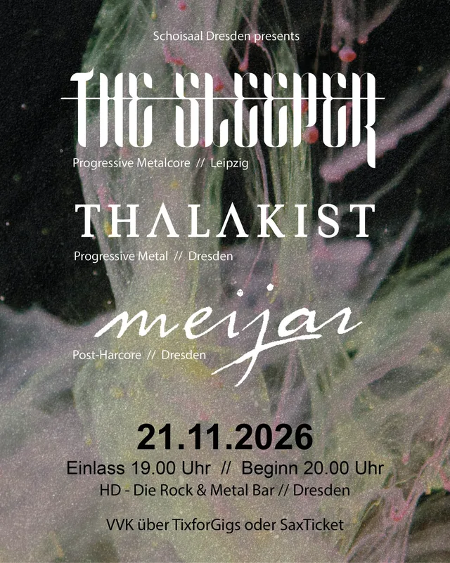 Flyer für THE SLEEPER, THALAKIST, MEIJAR