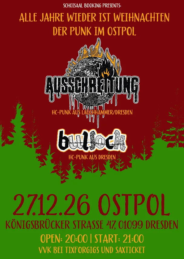 Flyer für WEIHNACHTSSPEZIAL: AUSSCHREITUNG, BULLOCK