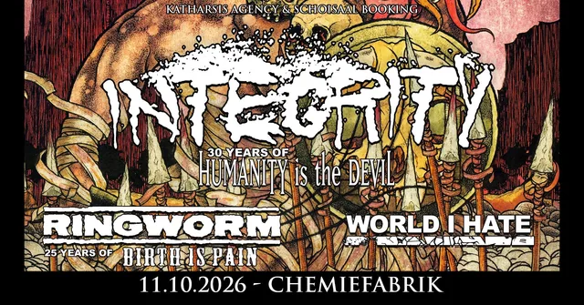Flyer für INTEGRITY, RINGWORM, WORLD I HATE 