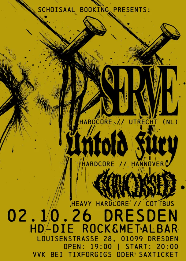 Flyer für SERVE, UNTOLD FURY, CONCUSSED